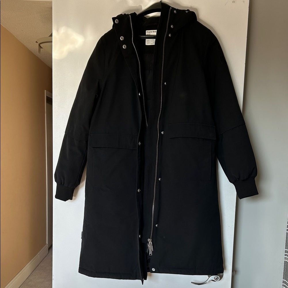 Frank & Oak Black Hooded Coat